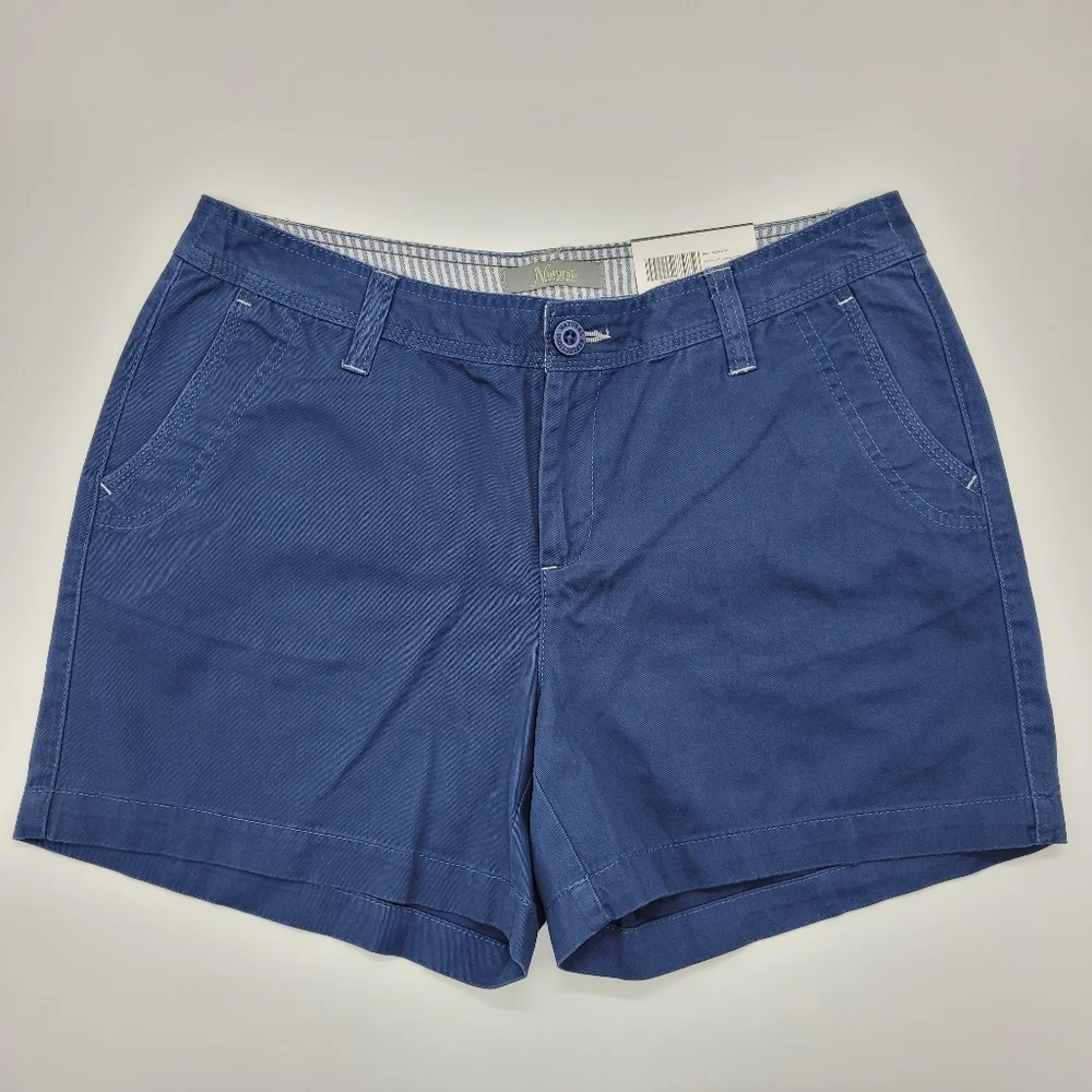 Natural Reflections Shorts Navy Blue Cotton Mid Rise Classic Coastal Size 10 NEW